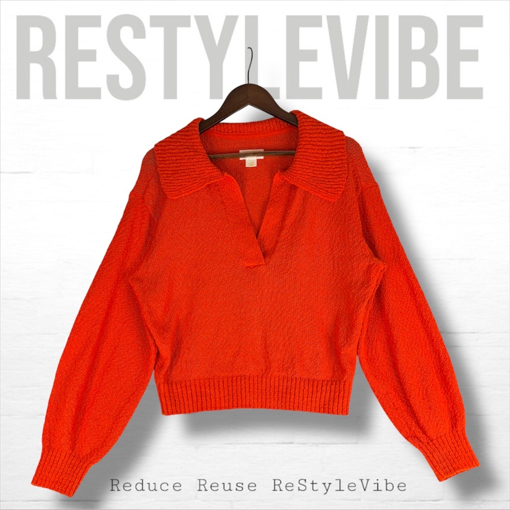 MAEVE ANTHROPOLOGIE Women’s Size L Sweater Collar V-Neckline Stretch